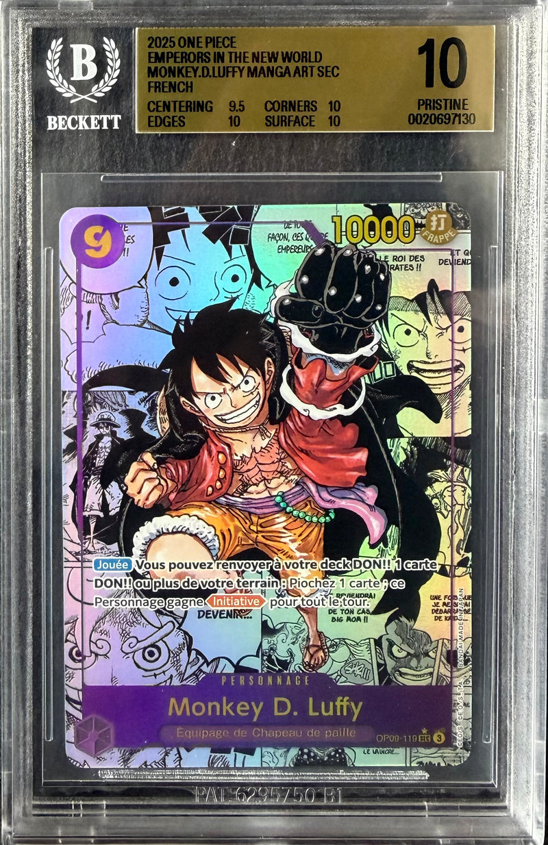 [BGS 10 PRISTINE] Monkey.D.Luffy [Manga] OP09-119 - FR **POP 1**