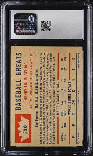 [CGC 6] 1960 Fleer - Lou Gehrig #28