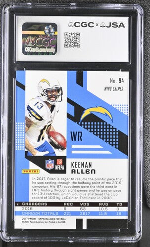 [CGC 10] 2017 Panini Unparalleled - Keenan Allen [Lime Green] #94 - Autograph