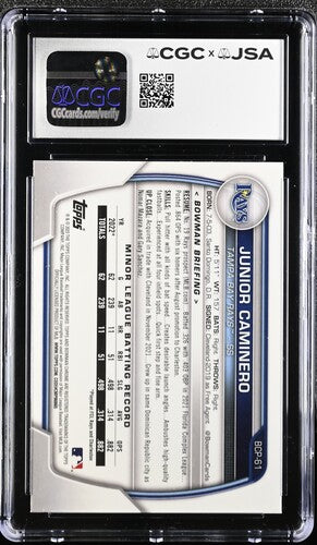 [CGC 10] 2023 Bowman - Chrome Prospects Junior Caminero #BCP-61 [Autograph] - ENG