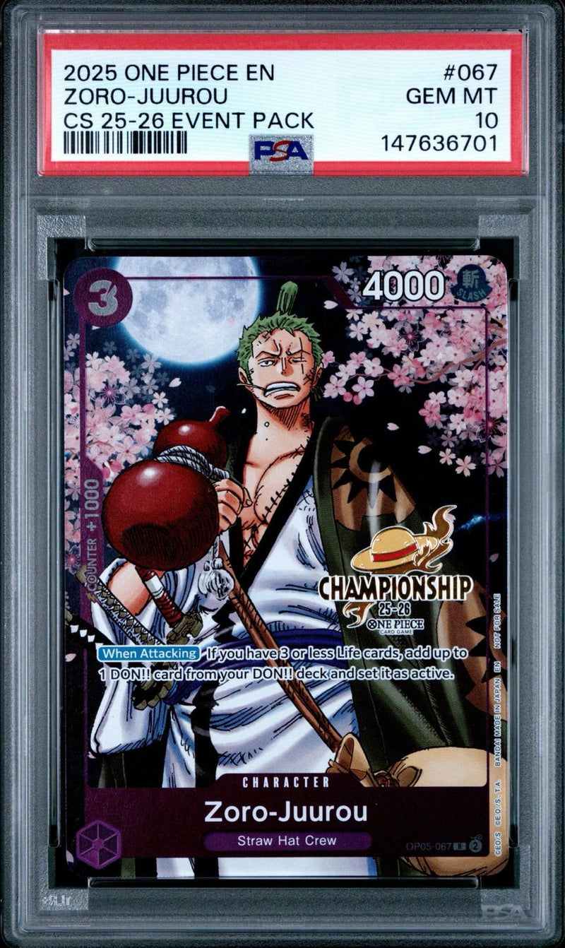 OP05-067 - Zoro-Juurou Promo 067 Championship - PSA 10